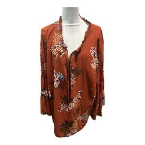 Bloomchic Orange Boho Floral Blouse Size 26l